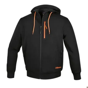 7665N - FELPA CON CAPPUCCIO NERA CON ZIP LUNGA BETA UTENSILI 076650000R
