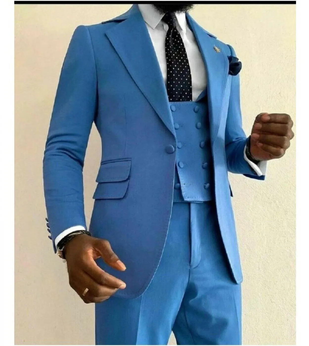 Abiti da uomo daffari con risvolto blu Abiti formali Smoking da sposo da sposa Slim Fit Uomo Blazer su misura 3 pezzi Giacca