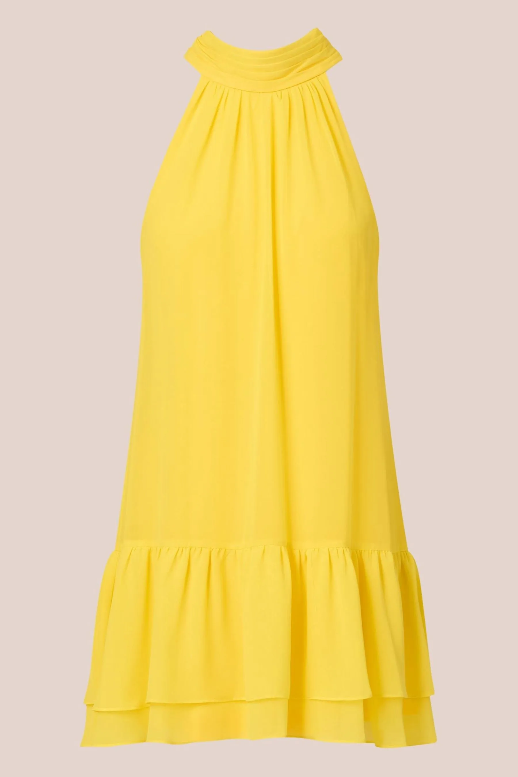 Adrianna Papell Giallo - Abito corto a trapezio in chiffon
