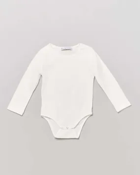 Body avorio in jersey con scollo a giro e maniche lunghe 9-18 mesi