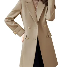 Giacca blazer lunga da donna autunno inverno Cappotto formale da lavoro da donna da lavoro marrone kaki nero da ufficio