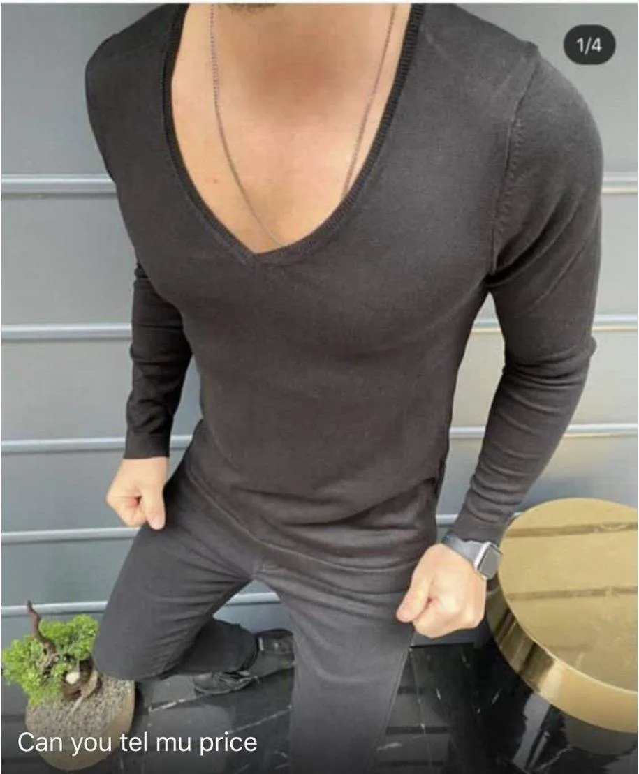Maglia uomo - Manica lunga - scollo V profondo