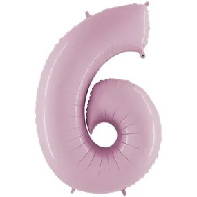 Palloncino foil numero 6 rosa pastello 102 cm