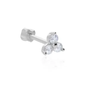 Piercing Orecchio Tragus Helix Conch Bon Ton Oro Bianco 375/1000 Cubic Zirconia Bianco 1417300