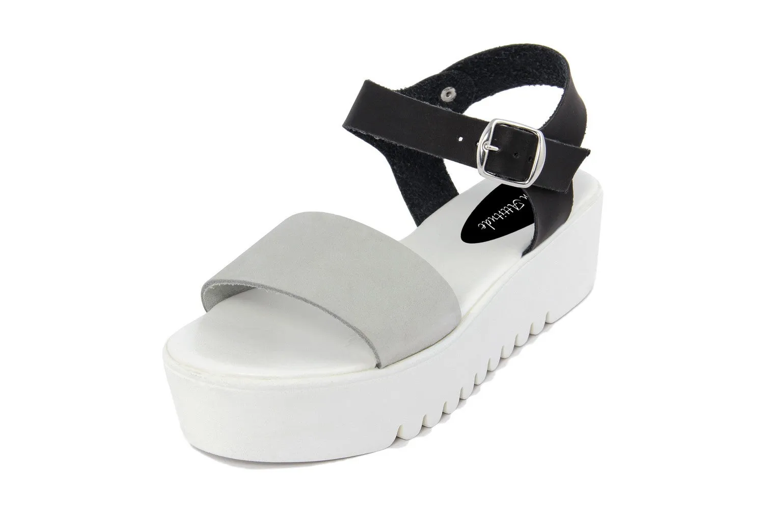 Sandali platform Donna in Pelle Grigio