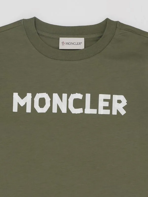 T-shirt bambino Moncler in cotone con stampa logo Verde