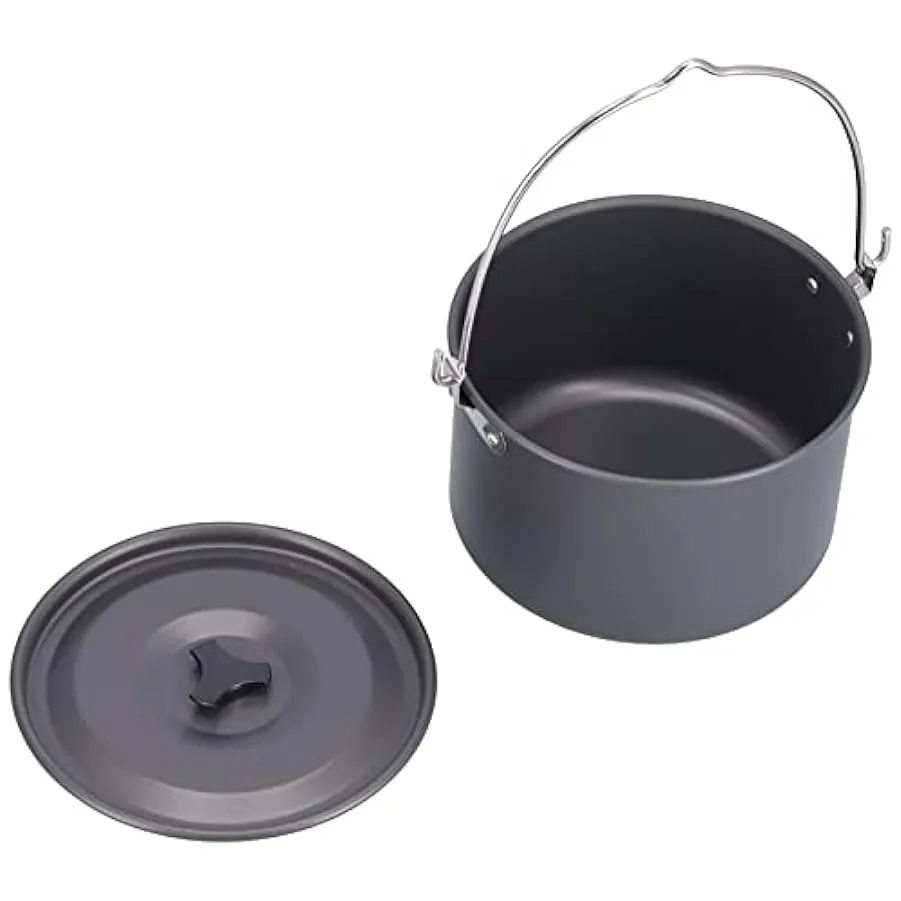Tissting Pentola da Campeggio Portatile All’aperto, Pentola da Appendere per Falò in Lega di Alluminio Pentola da Cucina per Esc